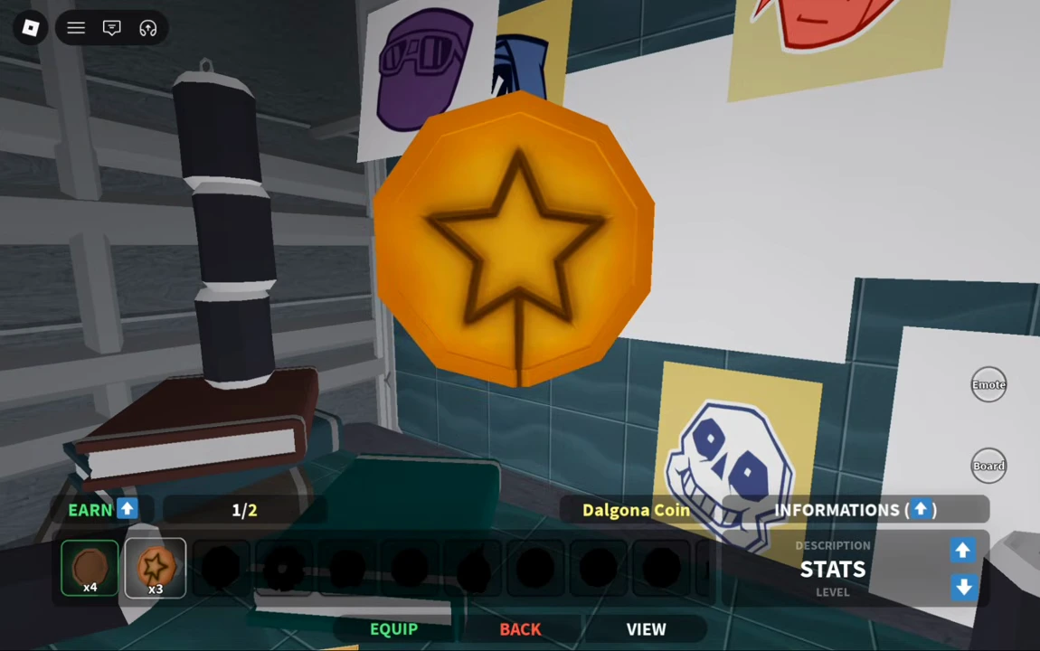 Dalgona Coin selected in the coin inventory with a green EQUIP button.